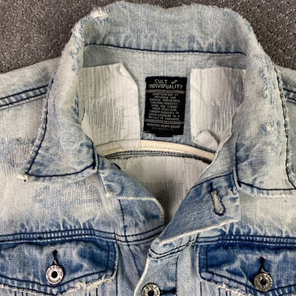 Cult of Individuality Denim Jean Jacket Men's Medium Blue Cotton - Picture 8 of 16
